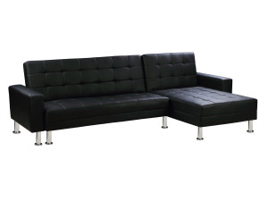 Ecksofa reversibel mit Schlaffunktion "Theo" - 258 x 82/147 x 82 cm - 4 Personen - Schwarz