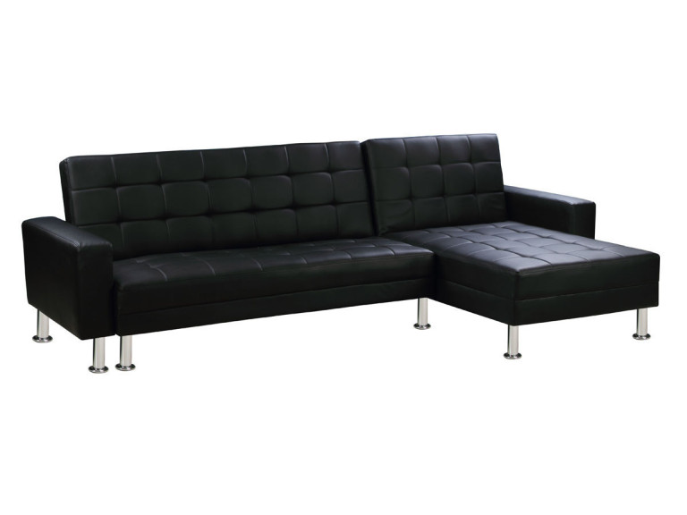 Ecksofa reversibel mit Schlaffunktion "Theo" - 258 x 82/147 x 82 cm - 4 Personen - Schwarz