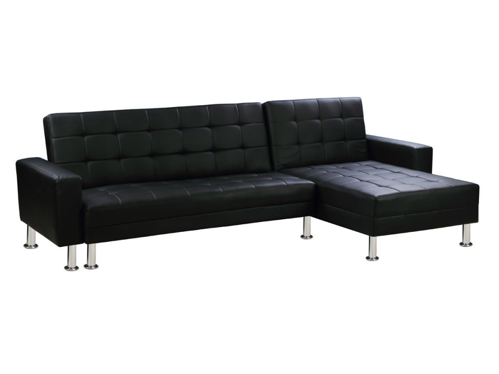Ecksofa reversibel mit Schlaffunktion "Theo" - 258 x 82/147 x 82 cm - 4 Personen - Schwarz