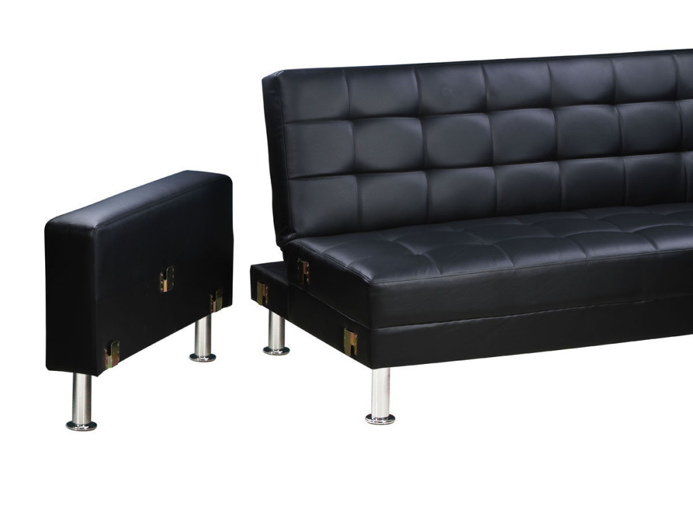 Ecksofa reversibel mit Schlaffunktion "Theo" - 258 x 82/147 x 82 cm - 4 Personen - Schwarz