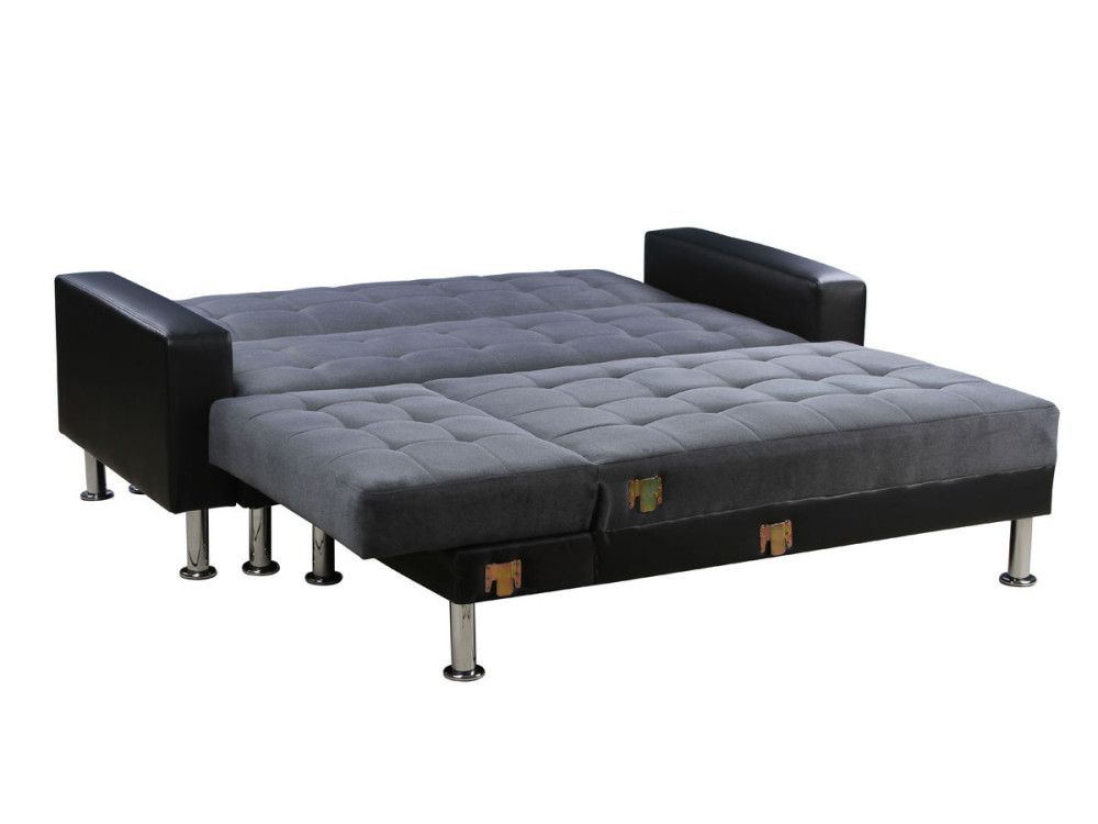 Ecksofa reversibel mit Schlaffunktion "Theo" - 4 Personen - Schwarz/Grau