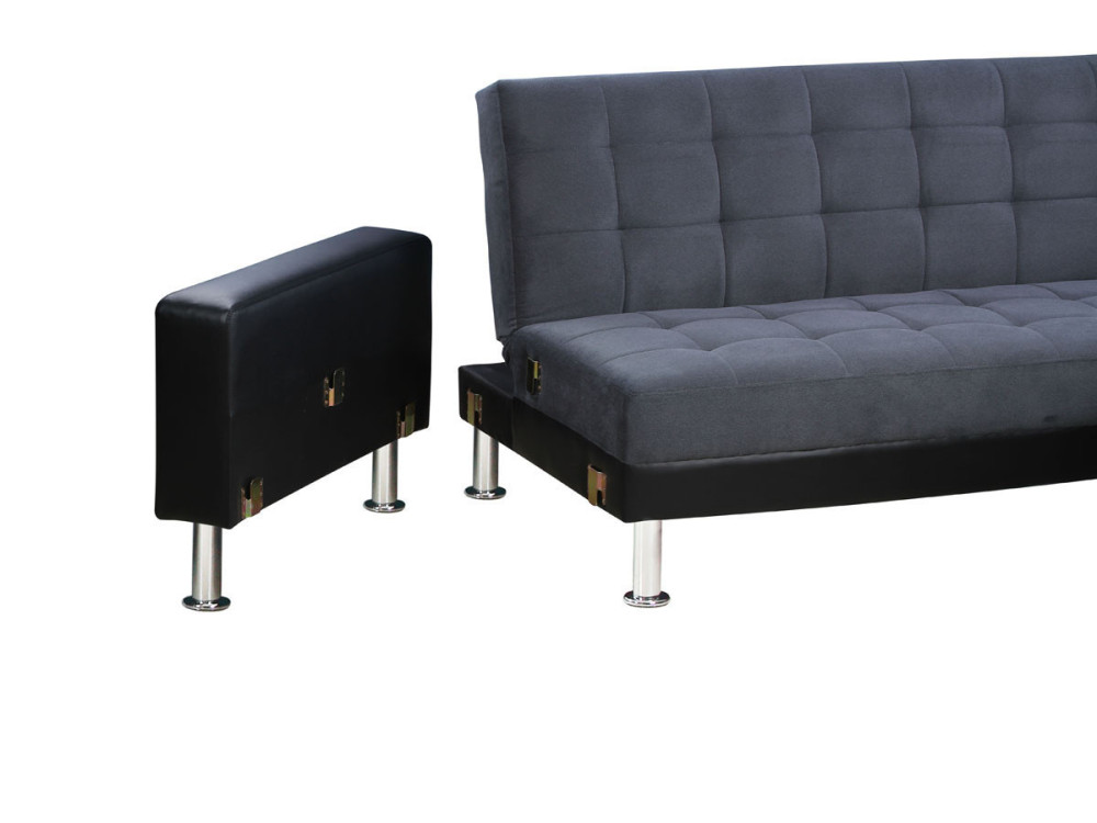 Ecksofa reversibel mit Schlaffunktion "Theo" - 4 Personen - Schwarz/Grau