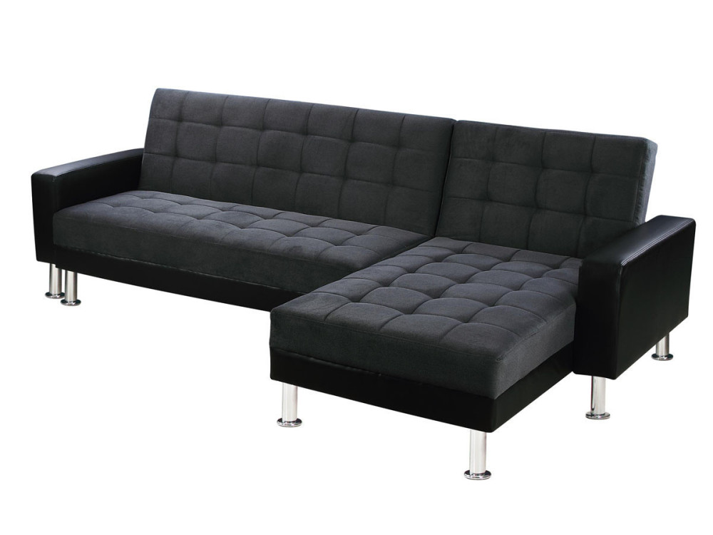 Ecksofa reversibel mit Schlaffunktion "Theo" - 4 Personen - Schwarz/Grau
