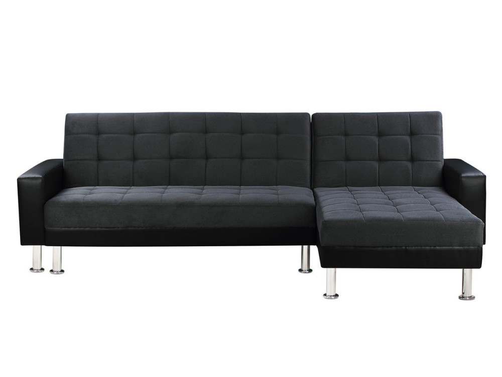 Ecksofa reversibel mit Schlaffunktion "Theo" - 4 Personen - Schwarz/Grau