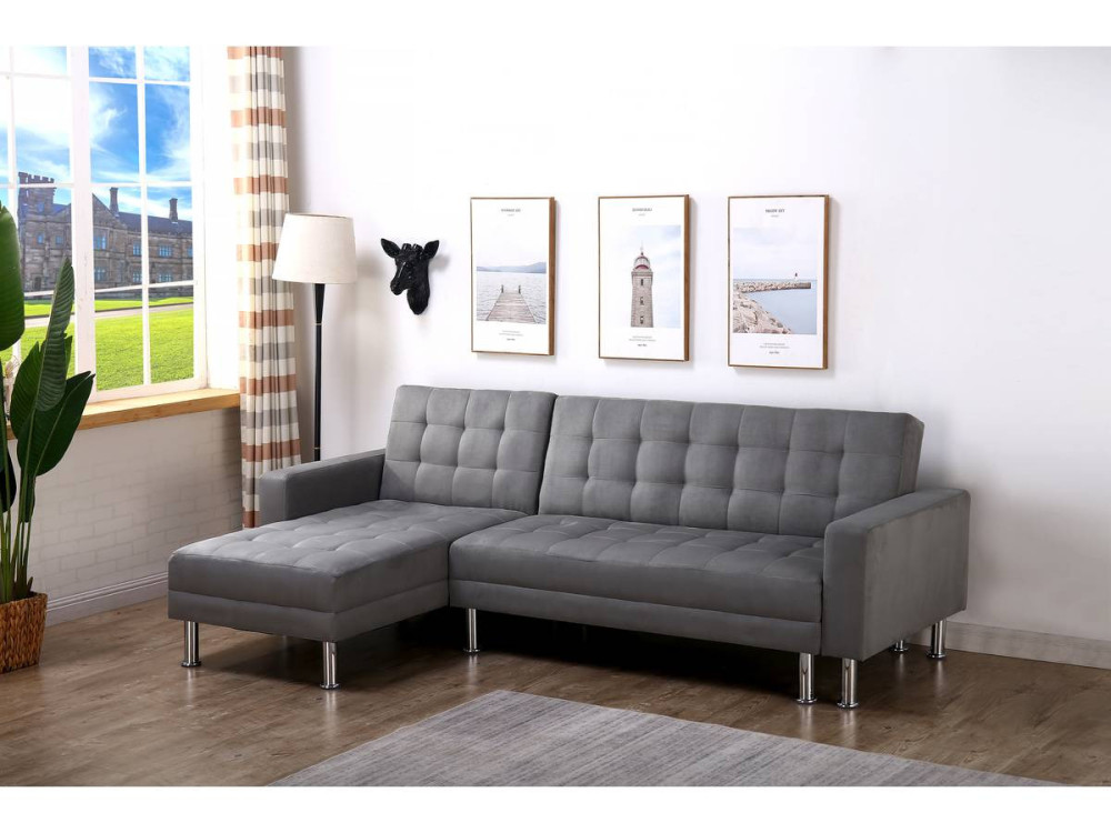 Ecksofa reversibel mit Schlaffunktion "Theo"- 4 Personen - Grau