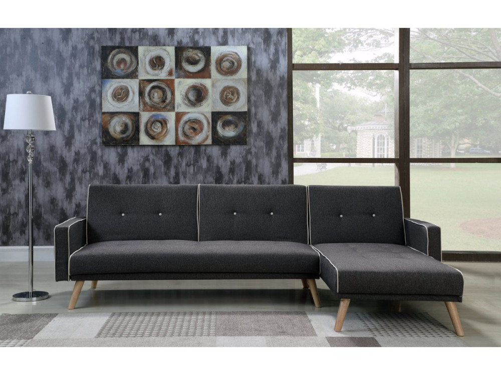 Ecksofa reversibel mit Schlaffunktion "Jules" - 3-Sitzer - Grau