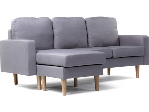 Ecksofa reversibel aus Stoff "Gabby" -  3-Sitzer - Hellgrau