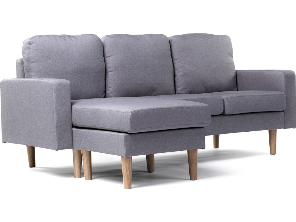 Ecksofa reversibel aus Stoff "Gabby" -  3-Sitzer - Hellgrau