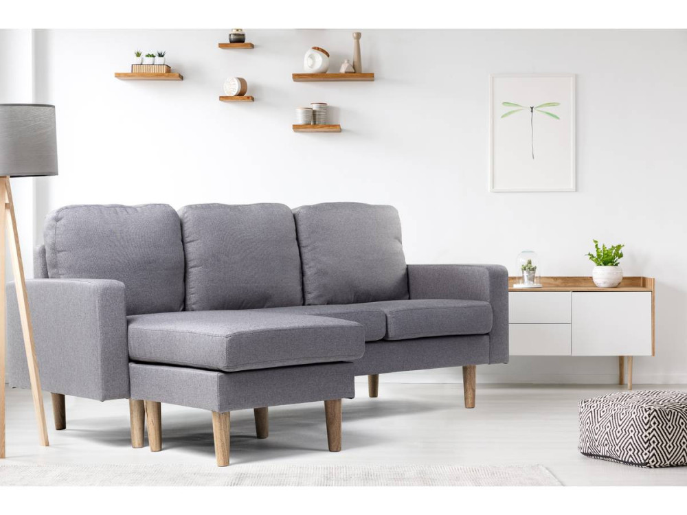 Ecksofa reversibel aus Stoff "Gabby" -  3-Sitzer - Hellgrau