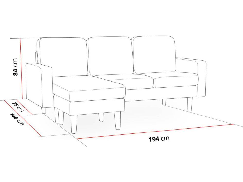 Ecksofa reversibel aus Stoff "Gabby" -  3-Sitzer - Hellgrau
