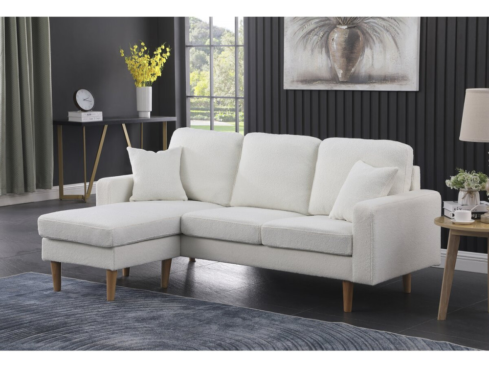 Ecksofa reversibel aus Stoff "Gabby" - 3-Sitzer - Weiß