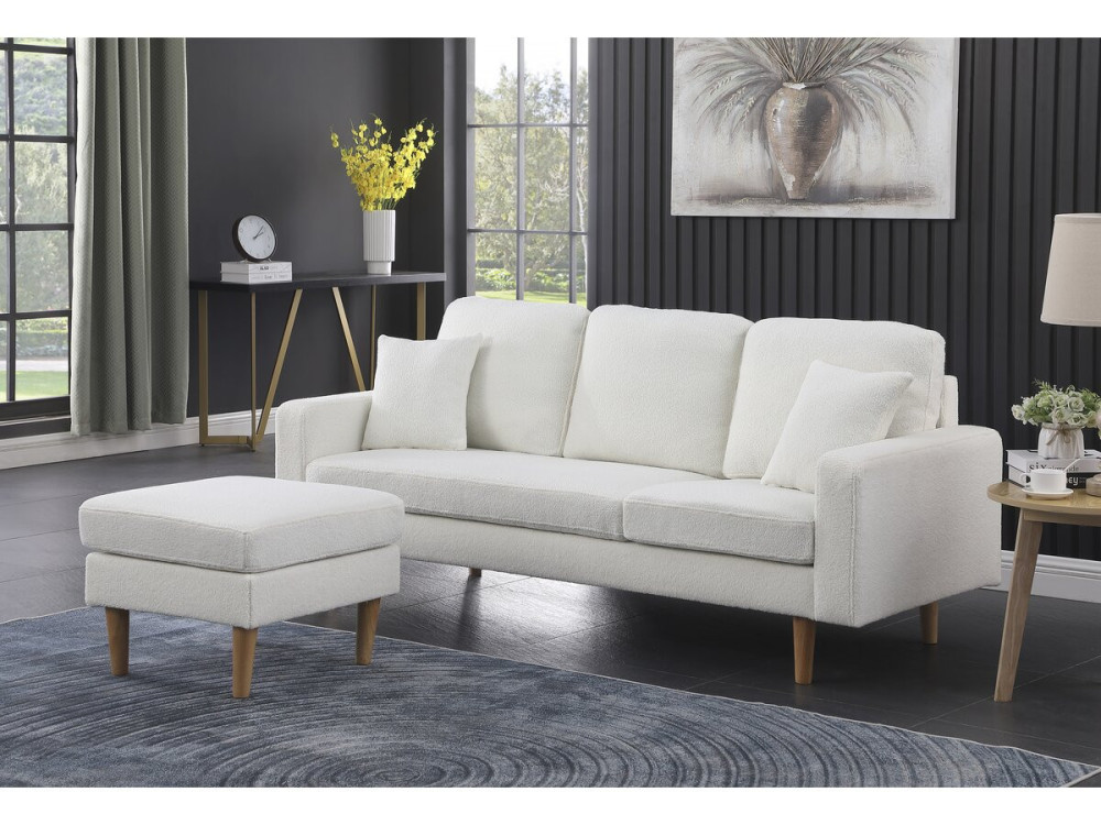 Ecksofa reversibel aus Stoff "Gabby" - 3-Sitzer - Weiß
