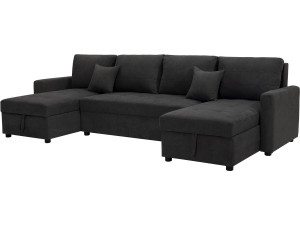 Panorama-Schlafsofa mit Aufbewahrungsboxen "Antoine" - 5-Sitzer - Dunkelgrau