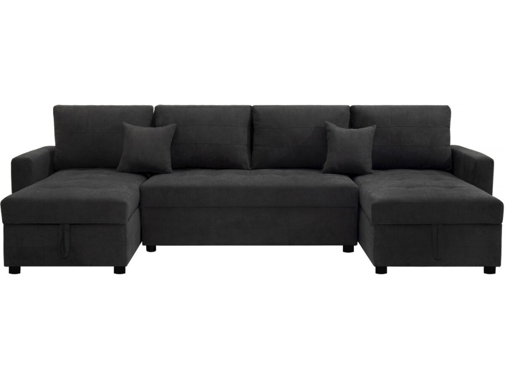 Panorama-Schlafsofa mit Aufbewahrungsboxen "Antoine" - 5-Sitzer - Dunkelgrau