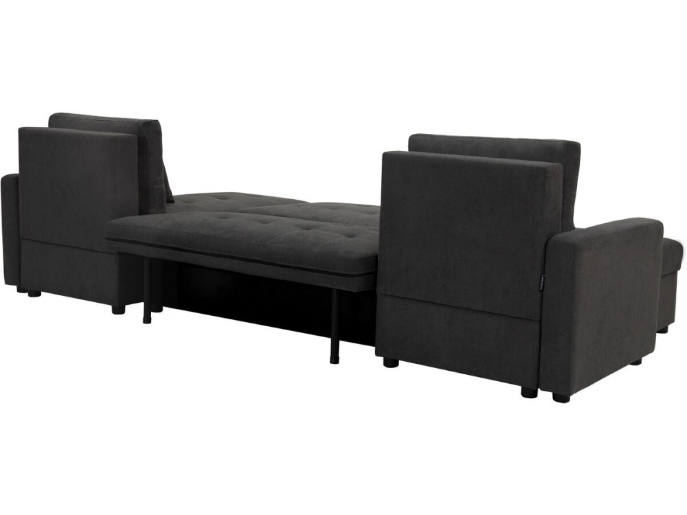 Panorama-Schlafsofa mit Aufbewahrungsboxen "Antoine" - 5-Sitzer - Dunkelgrau