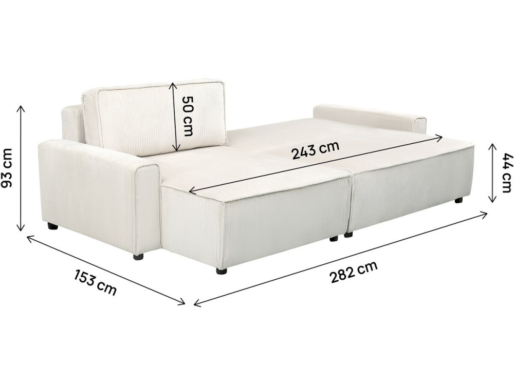 Ecksofa reversibel mit Schlaffunktion aus Cord "Montaigne" - 3-Sitzer  - Beige
