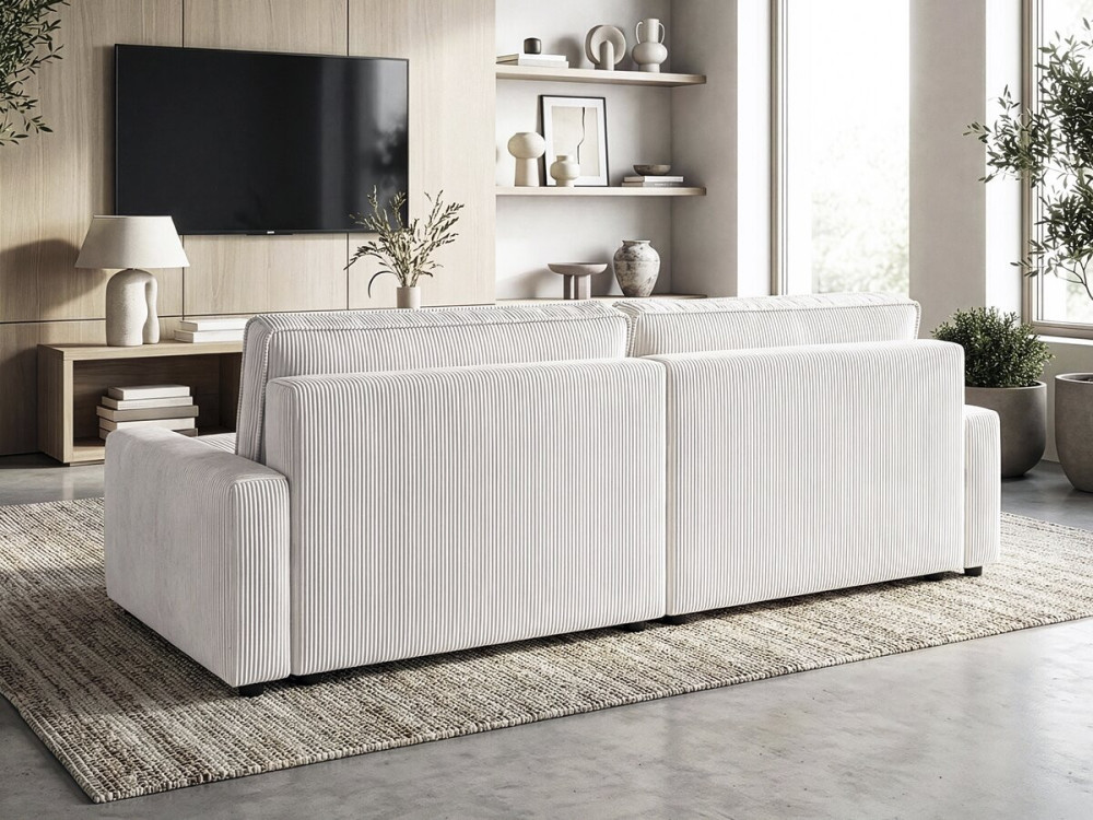 Ecksofa reversibel mit Schlaffunktion aus Cord "Montaigne" - 3-Sitzer  - Beige