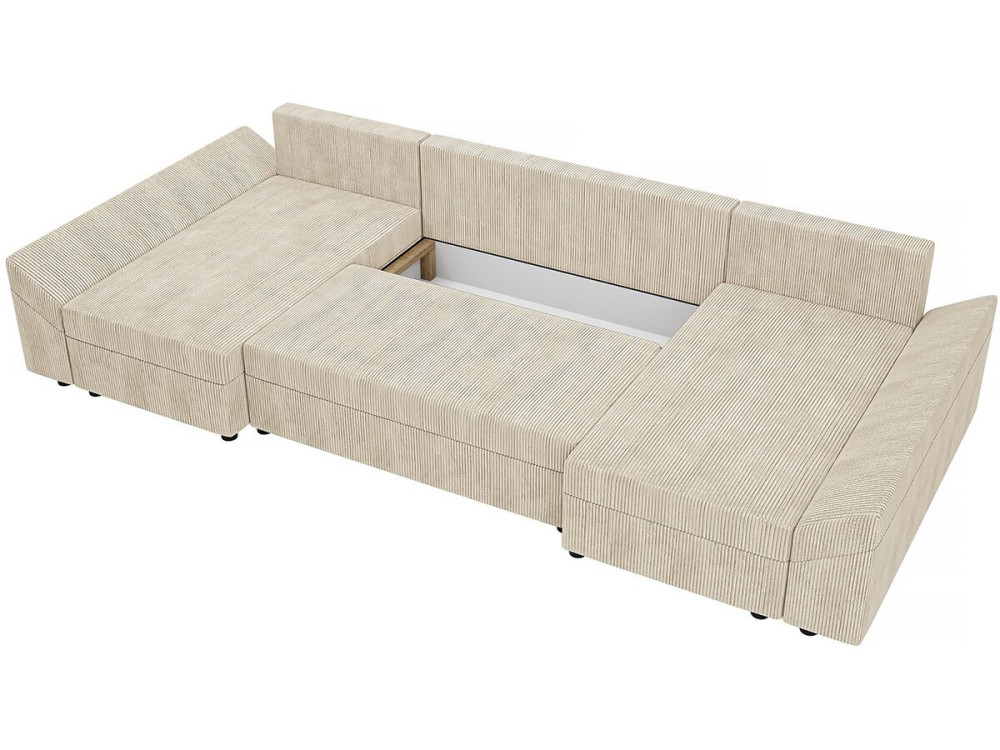 Panorama-Sofa "Dante U" aus Cord - 5-Sitzer - Beige