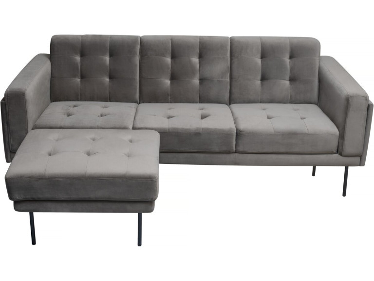 Ecksofa reversibel aus Samt "Noé" - 3-Sitzer - Grau
