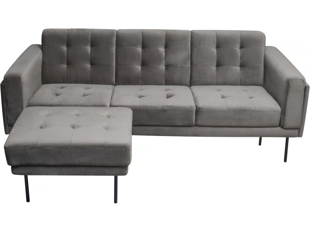 Ecksofa reversibel aus Samt "Noé" - 3-Sitzer - Grau