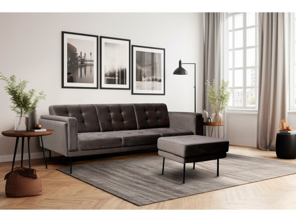 Ecksofa reversibel aus Samt "Noé" - 3-Sitzer - Grau
