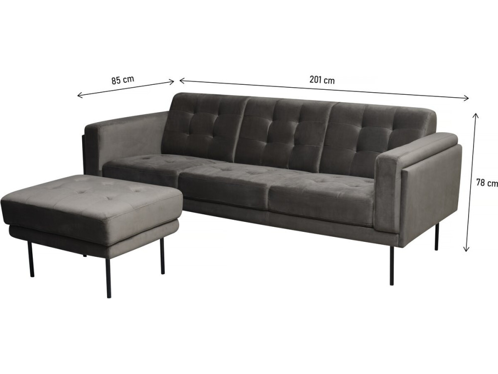 Ecksofa reversibel aus Samt "Noé" - 3-Sitzer - Grau