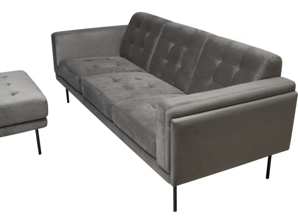 Ecksofa reversibel aus Samt "Noé" - 3-Sitzer - Grau
