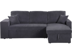 Ecksofa reversibel aus Cord mit Schlaffunktion "Axel" - 3-Sitzer - Grau