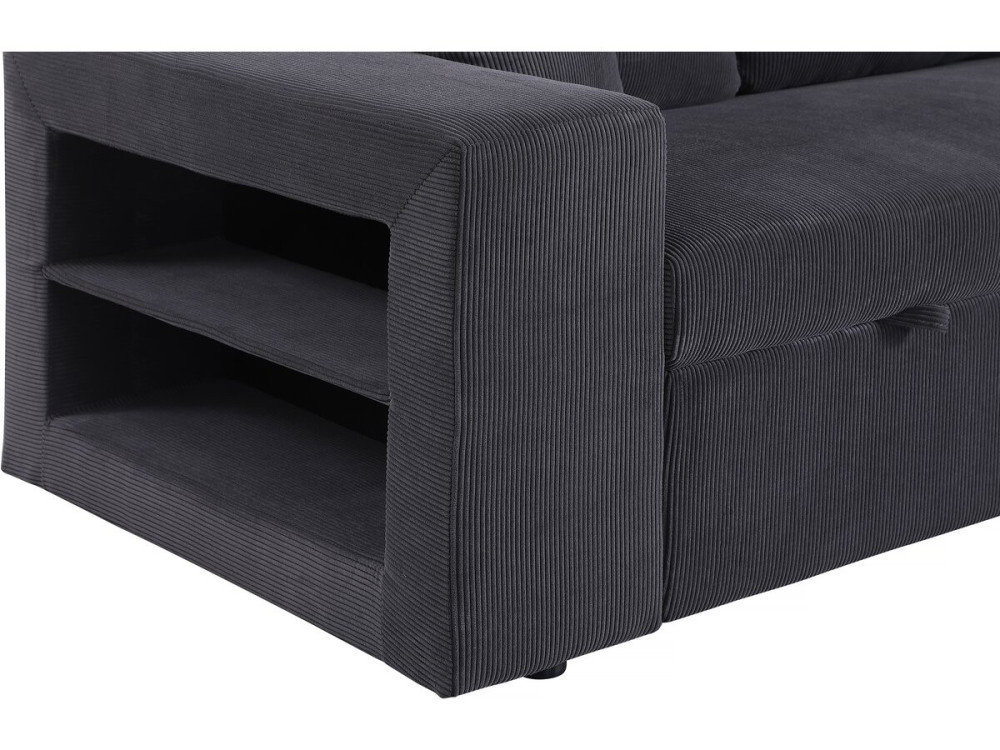 Ecksofa reversibel aus Cord mit Schlaffunktion "Axel" - 3-Sitzer - Grau
