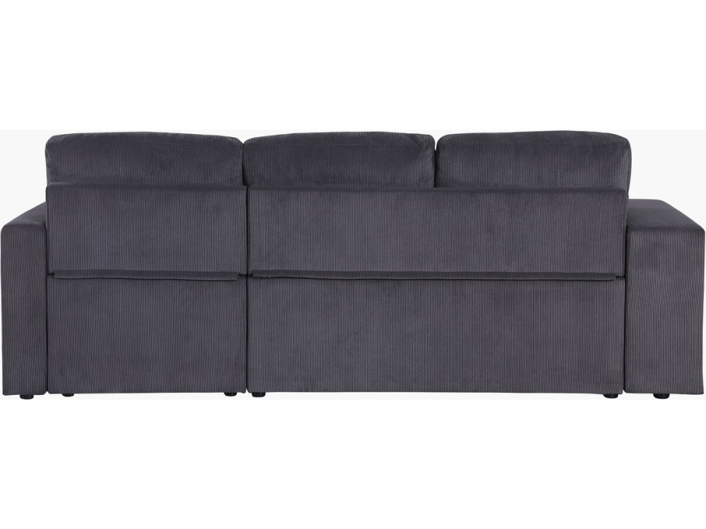 Ecksofa reversibel aus Cord mit Schlaffunktion "Axel" - 3-Sitzer - Grau