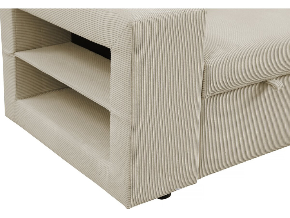 Ecksofa reversibel aus Cord mit Schlaffunktion "Axel" - 3-Sitzer - Beige