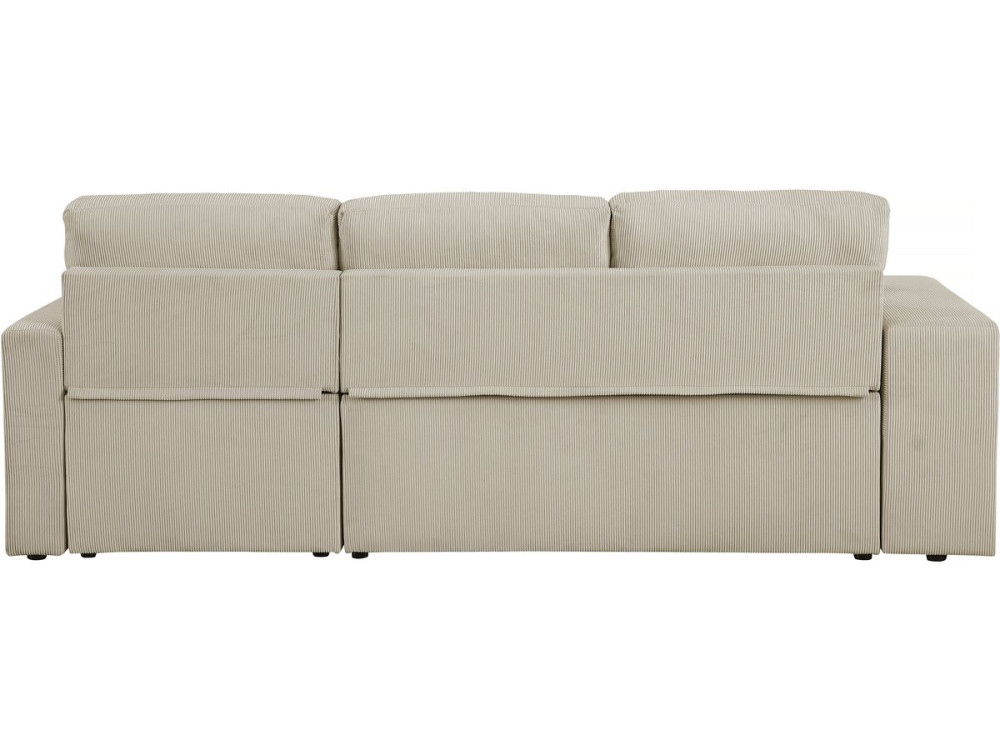Ecksofa reversibel aus Cord mit Schlaffunktion "Axel" - 3-Sitzer - Beige