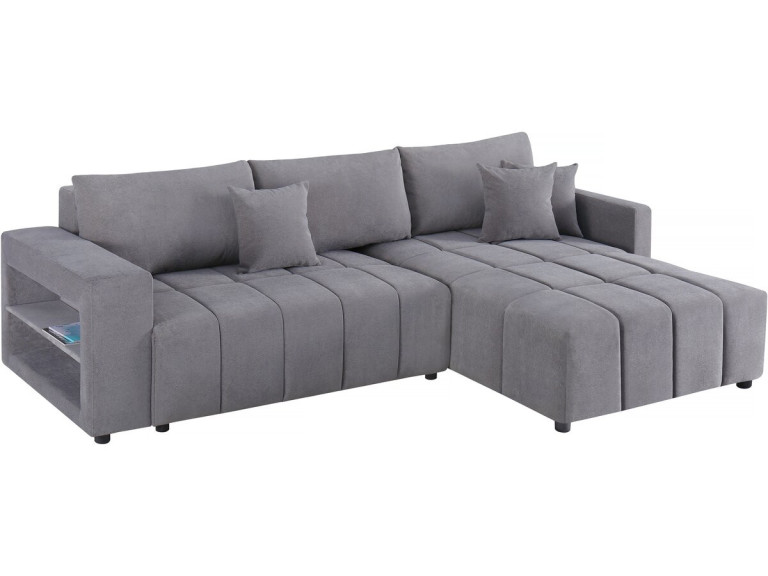Ecksofa mit Schlaffunktion aus Chenille-Stoff 3-Sitzer - "Trocadero" - Grau