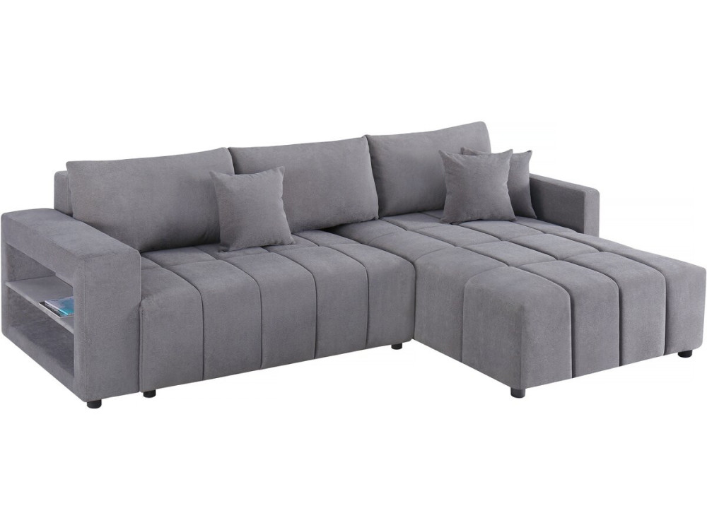 Ecksofa mit Schlaffunktion aus Chenille-Stoff 3-Sitzer - "Trocadero" - Grau