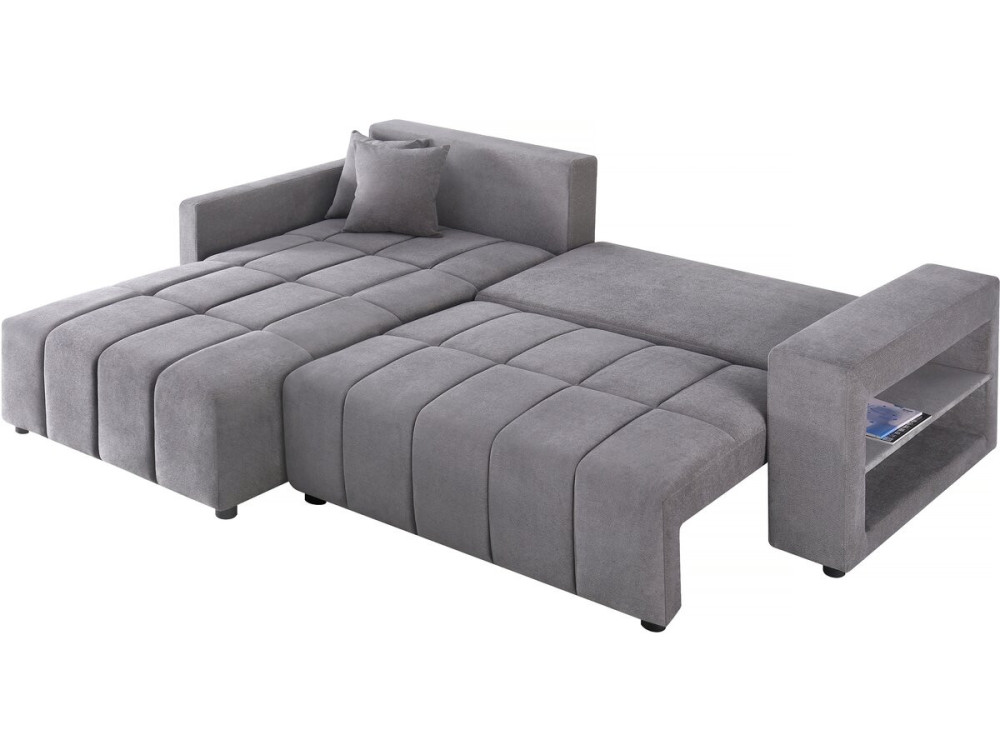 Ecksofa mit Schlaffunktion aus Chenille-Stoff 3-Sitzer - "Trocadero" - Grau
