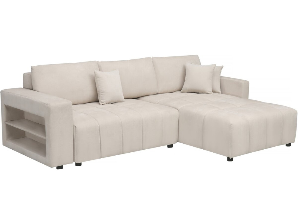 Ecksofa mit Schlaffunktion aus Chenille-Stoff 3-Sitzer - "Trocadero" - Creme