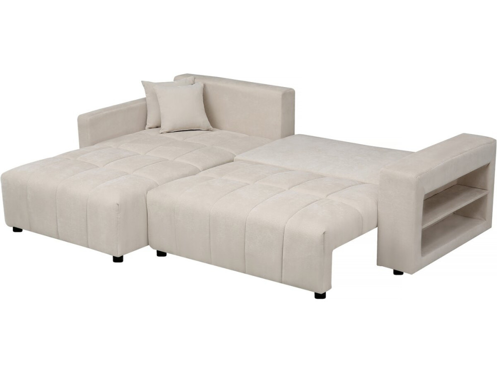 Ecksofa mit Schlaffunktion aus Chenille-Stoff 3-Sitzer - "Trocadero" - Creme