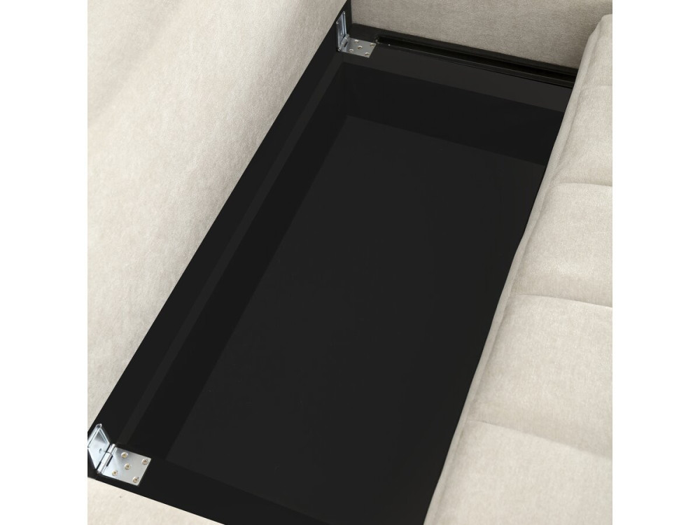 Ecksofa mit Schlaffunktion aus Chenille-Stoff 3-Sitzer - "Trocadero" - Creme