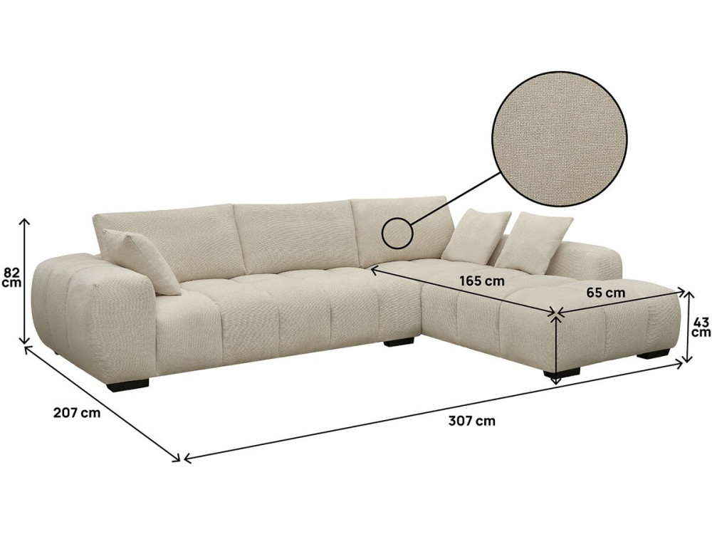 Ecksofa aus Stoff "Monceau" - 3-Sitzer - Beige