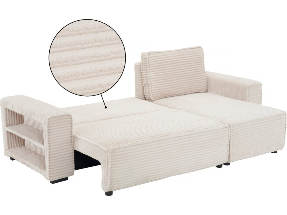 Ecksofa aus Cord "Opera" - 3-Sitzer - Beige