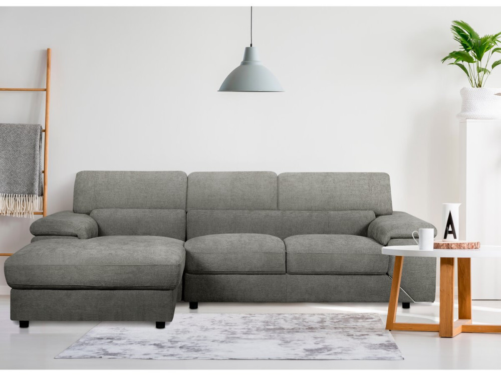 Ecksofa aus Chenille-Stoff "London" - 4 Personen - Grau