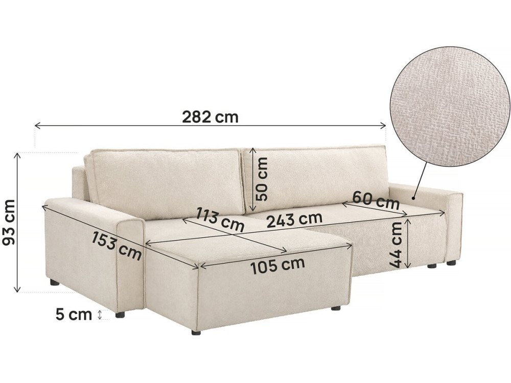 Ecksofa mit Schlaffunktion aus texturiertem Stoff "Montaigne" - 4 Personen - Beige