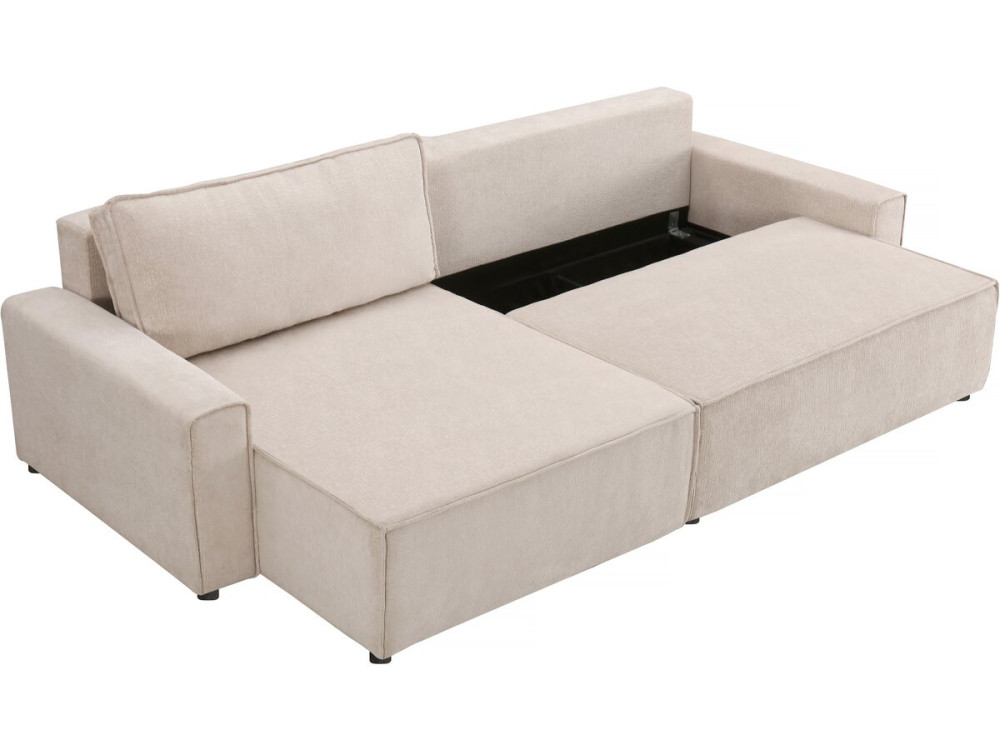 Ecksofa mit Schlaffunktion aus texturiertem Stoff "Montaigne" - 4 Personen - Beige