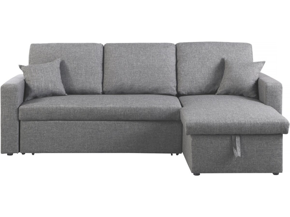 Ecksofa mit Schlaffunktion und Stauraum „Alain II“ - 3-Sitzer - Hellgrau