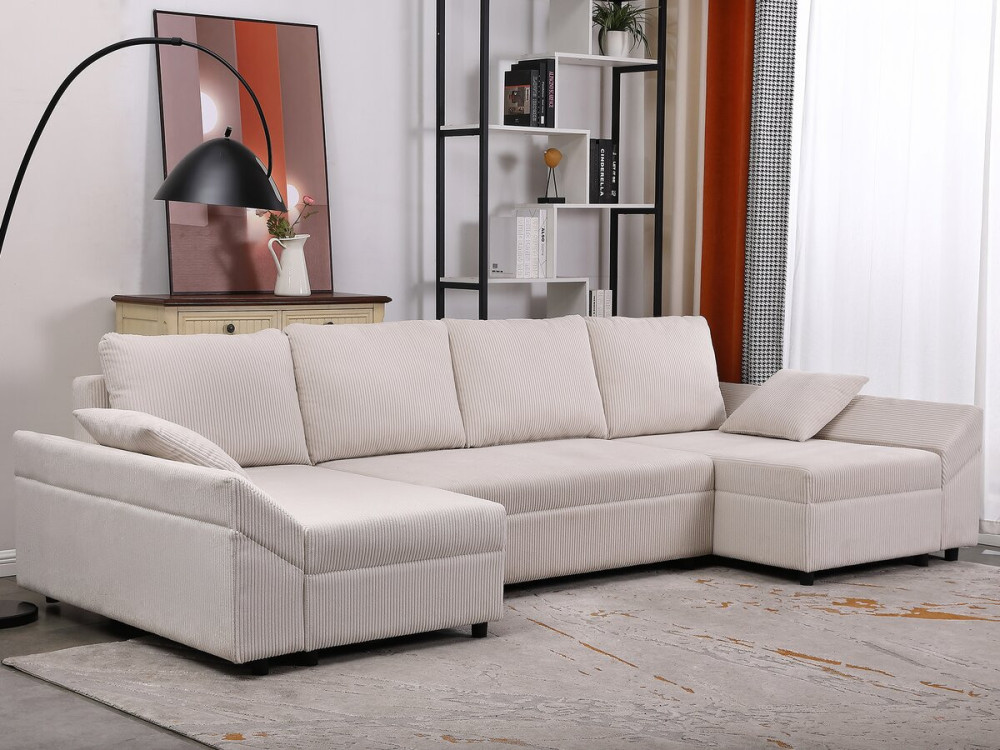 Panorama-Ecksofa aus Cord „Vaugirard II“ - 5-Sitzer - Beige