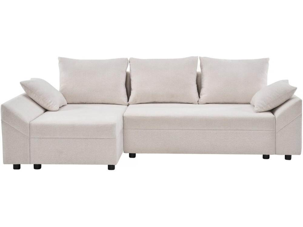 Ecksofa "Vaugirard II" aus Strukturstoff, wendbar und mit Schlaffunktion, 3-Sitzer, Beige