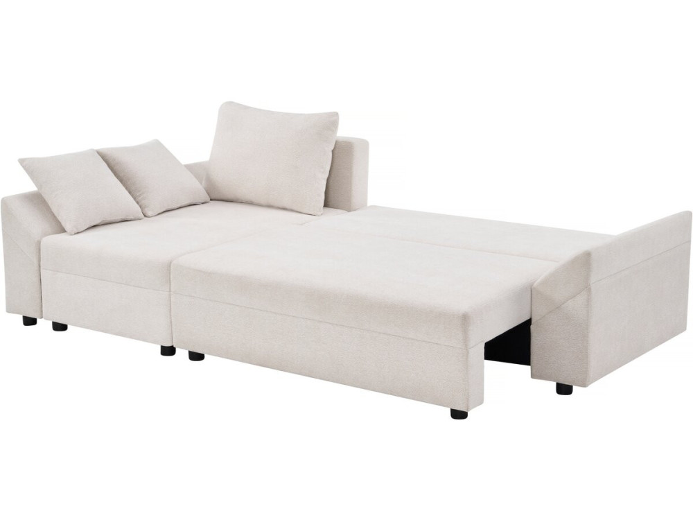 Ecksofa "Vaugirard II" aus Strukturstoff, wendbar und mit Schlaffunktion, 3-Sitzer, Beige
