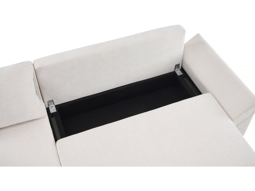 Ecksofa "Vaugirard II" aus Strukturstoff, wendbar und mit Schlaffunktion, 3-Sitzer, Beige