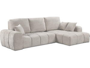 Ecksofa „Verneuil“ rechts mit Schlaffunktion aus Chenille-Stoff  – 3 Sitze – Beige