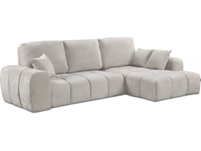 Ecksofa „Verneuil“ rechts mit Schlaffunktion aus Chenille-Stoff  – 3 Sitze – Beige